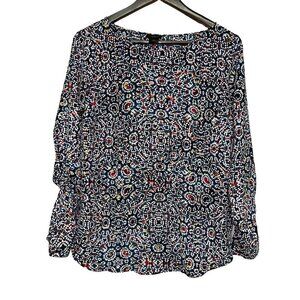 Ann Taylor Factory Long Roll Tab Sleeve Rayon Blouse Women's Size Small